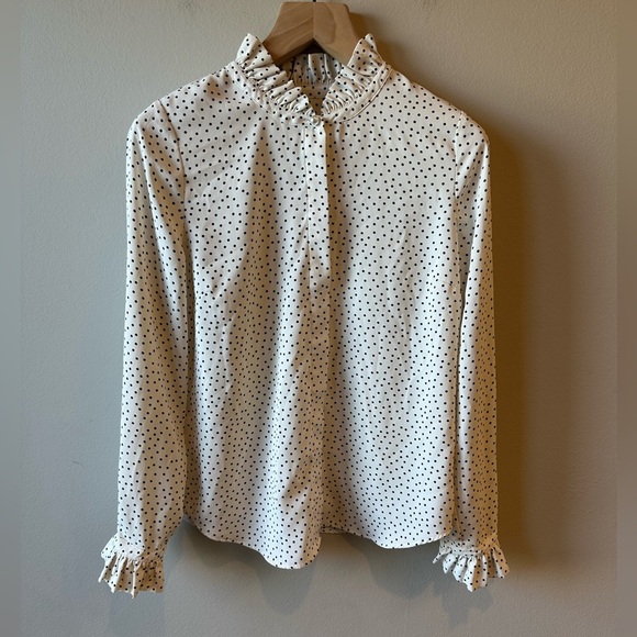 Talbots White and Black Polka Dot Blouse - Picture 1 of 5